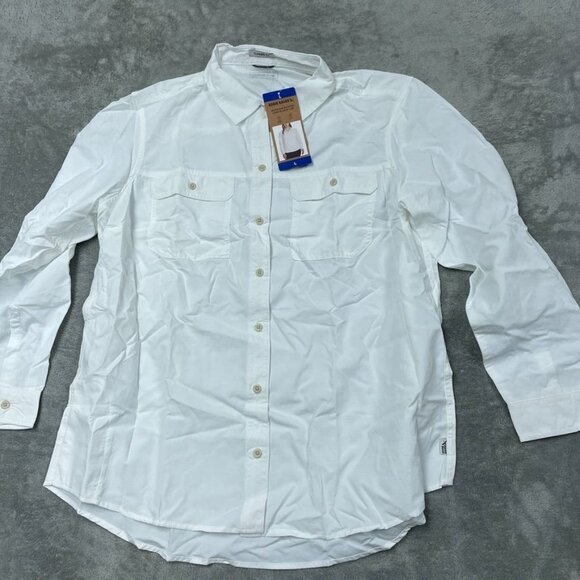 Eddie Bauer Mountain Ripstop Long-Sleeve White Shirt Large Classic Fit d0564 - Picture 4 of 9